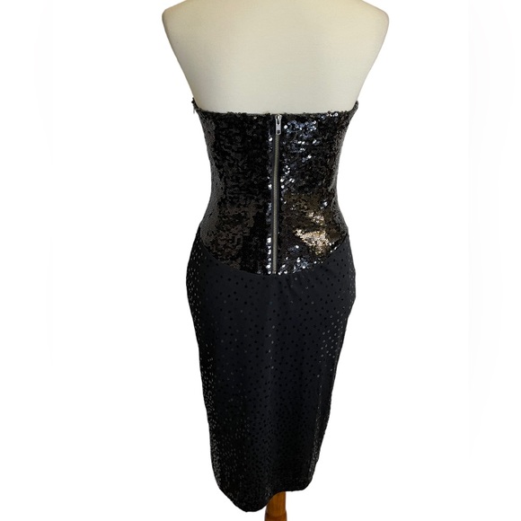 Betsey Johnson Black Sequin Dress Size 6 Fits Size 4 Strapless or with Straps - Picture 4 of 16